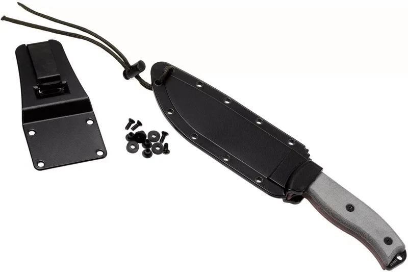 Couteau Esee 6 ESEE-6P-B lame acier carbone noir 16,5cm manche micarta gris + étui
