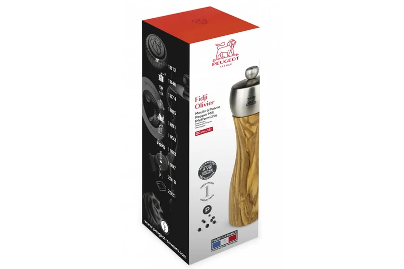 Moulin à poivre manuel Peugeot Fidji en bois d'olivier et inox