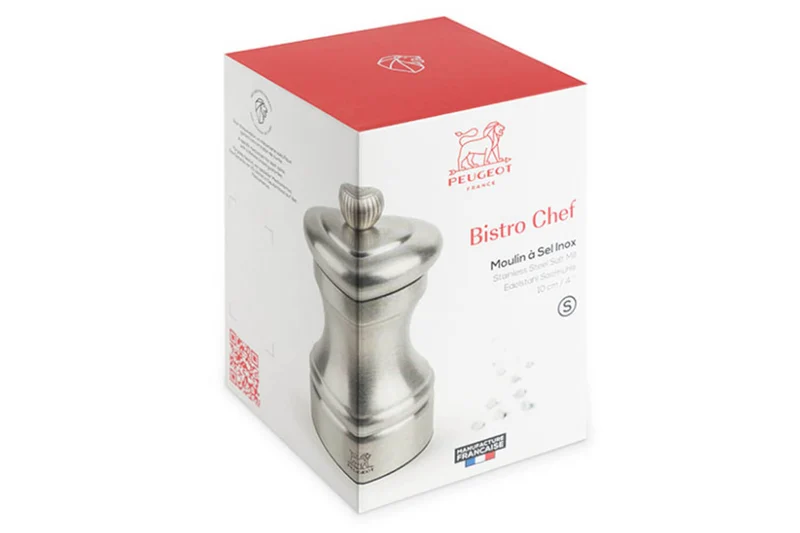 Moulin à sel sec manuel Peugeot Bistro Chef en inox 10cm