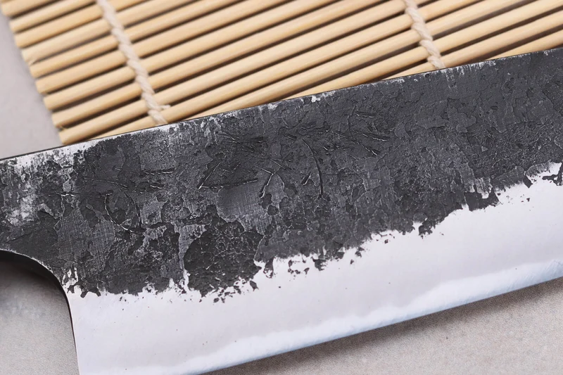 Couteau gyuto 18cm japonais artisanal Naoki Mazaki WS2 Black Nashiji