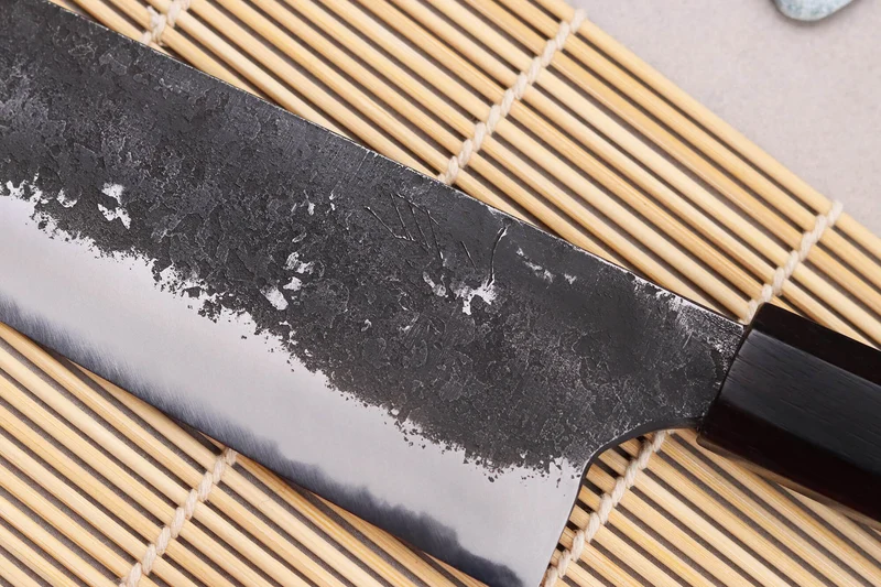 Couteau bunka 16,5cm japonais artisanal Naoki Mazaki WS2 Black Nashiji