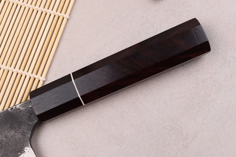 Couteau bunka 16,5cm japonais artisanal Naoki Mazaki WS2 Black Nashiji