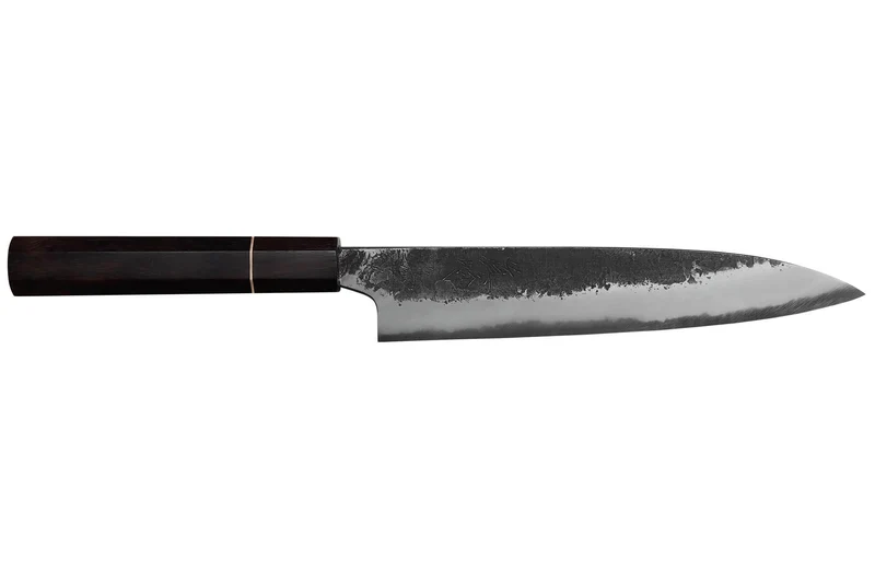 Couteau universel 18cm japonais artisanal Naoki Mazaki WS2 Black Nashiji