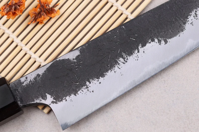 Couteau universel 15cm japonais artisanal Naoki Mazaki WS2 Black Nashiji