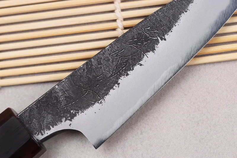 Couteau d'office 9cm japonais artisanal Naoki Mazaki WS2 Black Nashiji