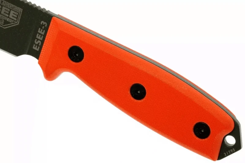 Couteau Esee 3 ESEE-3P-OD lame acier carbone vert 8,8cm manche G10 orange + étui