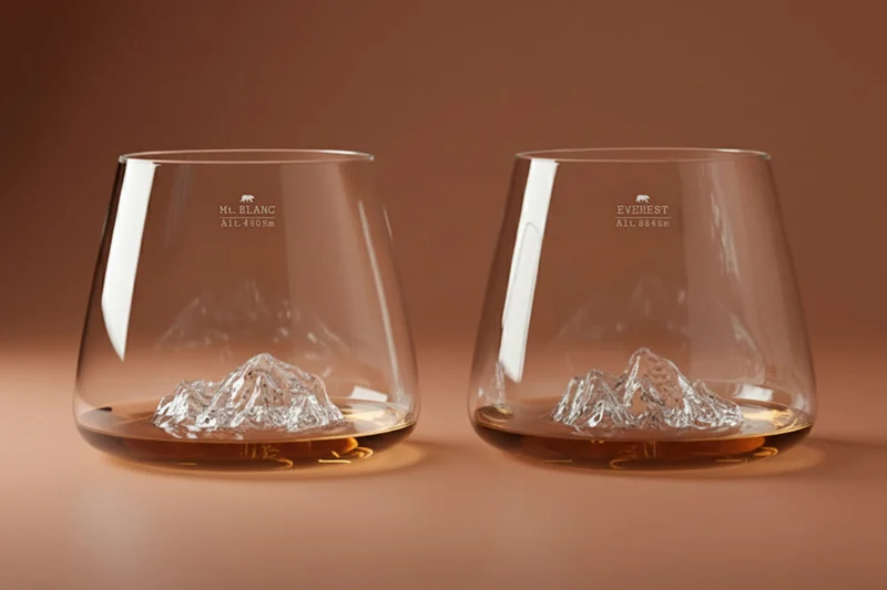 Set de 2 verres à spiritueux Alaskan Maker Topographic Everest & Mont Blanc en verre cristallin