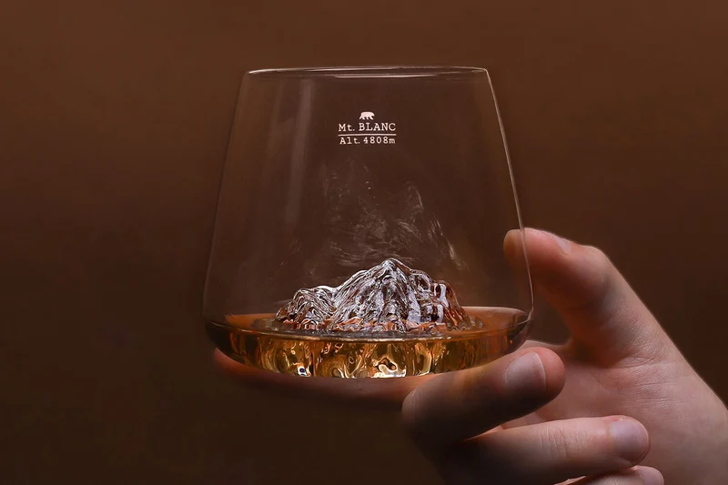 Set de 2 verres à spiritueux Alaskan Maker Topographic Everest & Mont Blanc en verre cristallin