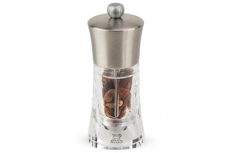 Moulin à piment sec manuel Peugeot Ouessant en inox et acrylique 14cm