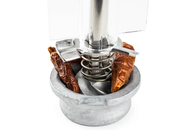 Moulin à piment sec manuel Peugeot Ouessant en inox et acrylique 14cm