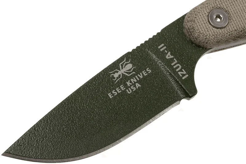 Couteau Esee Izula II IZULA-II-OD lame acier carbone 6,7cm manche micarta vert + étui
