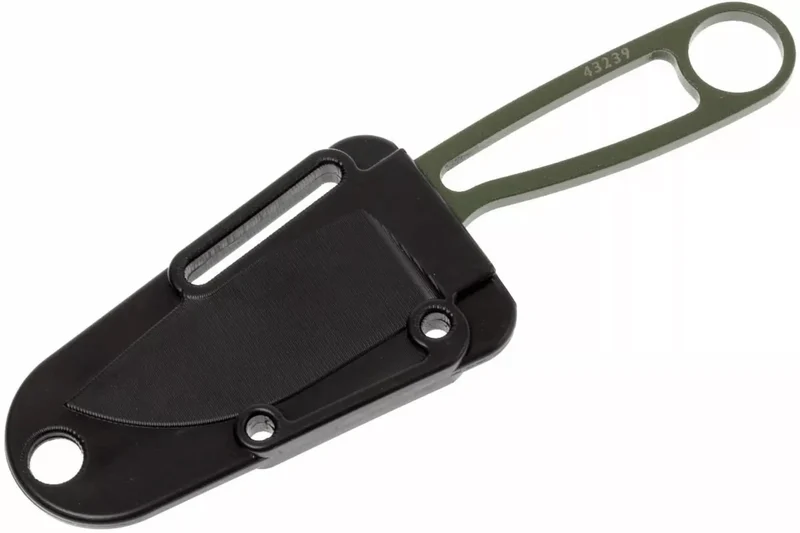 Couteau de cou Esee Izula IZULA-OD lame acier carbone 6,2cm manche ajouré acier vert olive + étui
