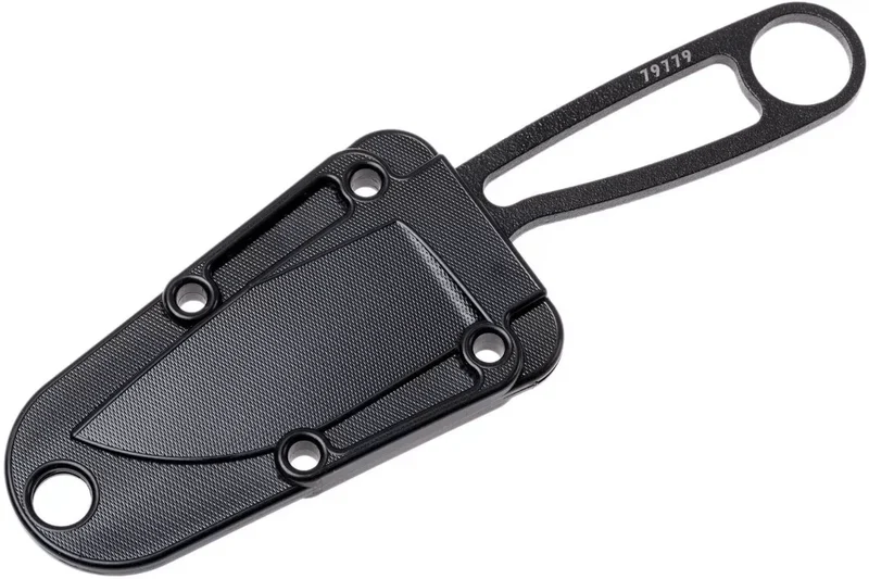 Couteau de cou Esee Izula IZULA-B lame acier carbone 6,2cm manche ajouré acier noir + étui