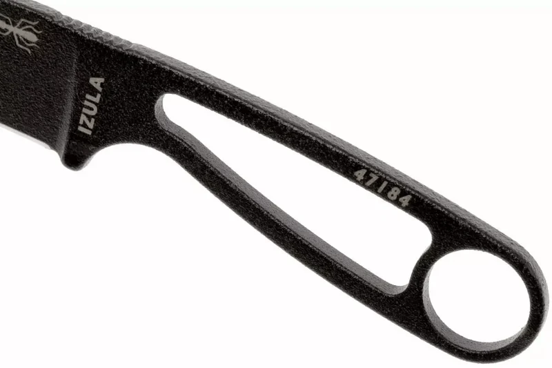 Couteau de cou Esee Izula IZULA-B lame acier carbone 6,2cm manche ajouré acier noir + étui