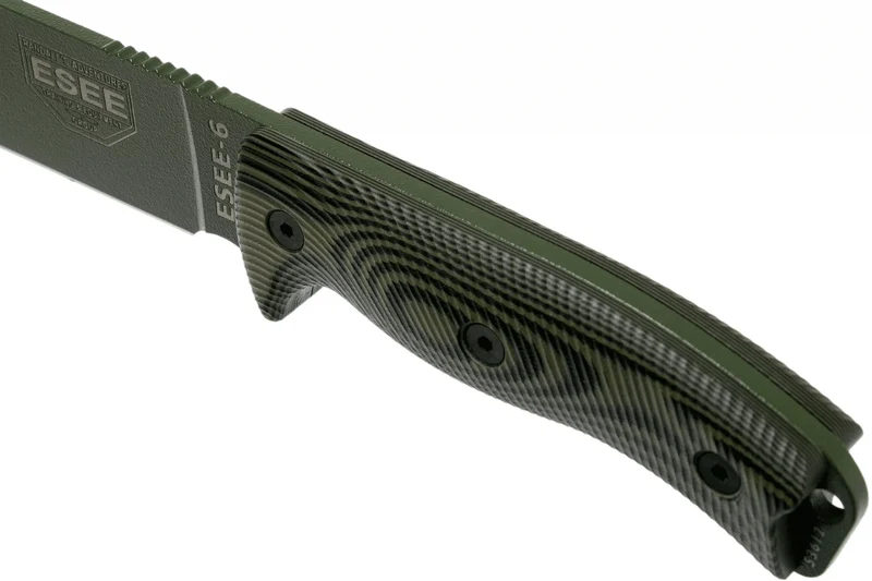 Couteau Esee 6 6POD-003 lame acier carbone 16,5cm manche G10 vert et noir + étui