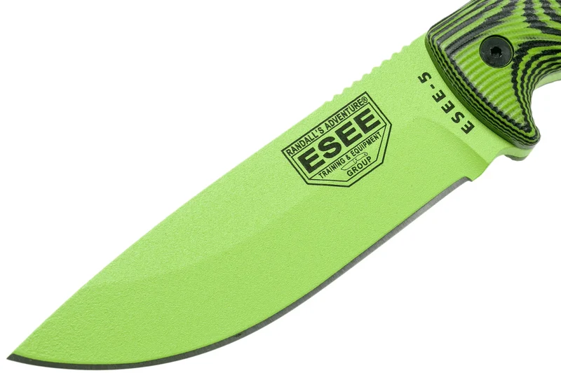 Couteau Esee 5 5PVG-007 lame carbone 13,2cm manche G10 vert et noir + étui