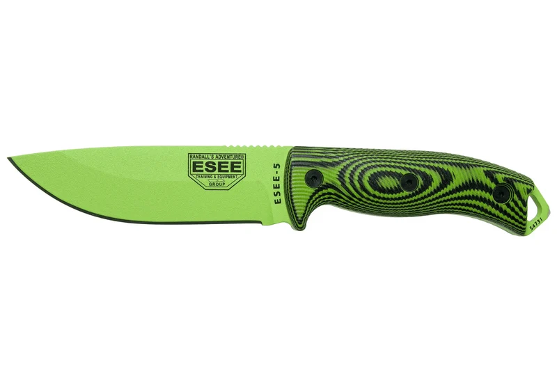 Couteau Esee 5 5PVG-007 lame carbone 13,2cm manche G10 vert et noir + étui