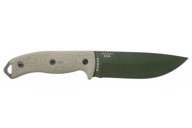 Couteau Esee 5 5POD-017 lame acier carbone 13,2cm manche micarta vert clair + étui