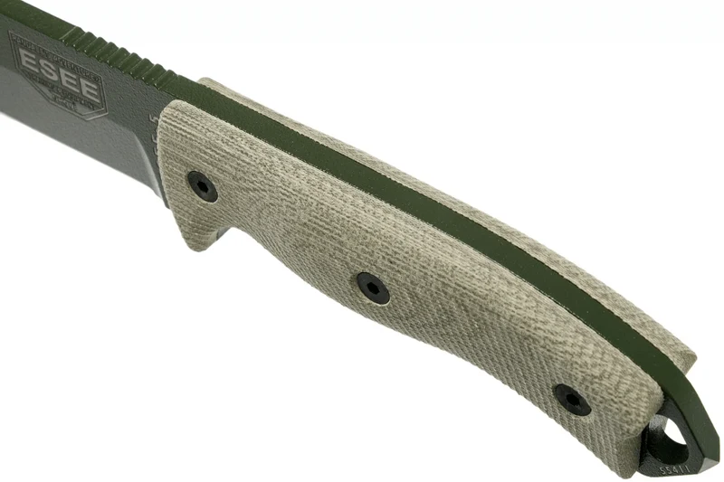 Couteau Esee 5 5POD-017 lame acier carbone 13,2cm manche micarta vert clair + étui
