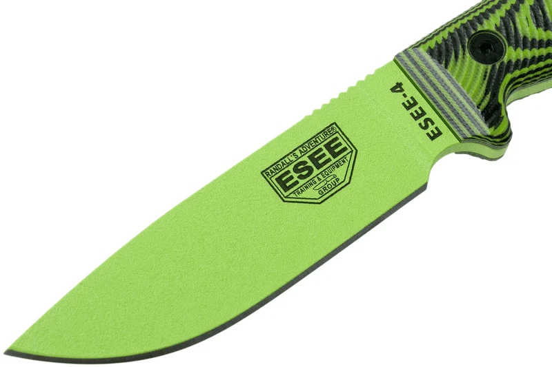 Couteau Esee 4 4PVG-007 lame carbone 11,6cm manche G10 vert et noir + étui