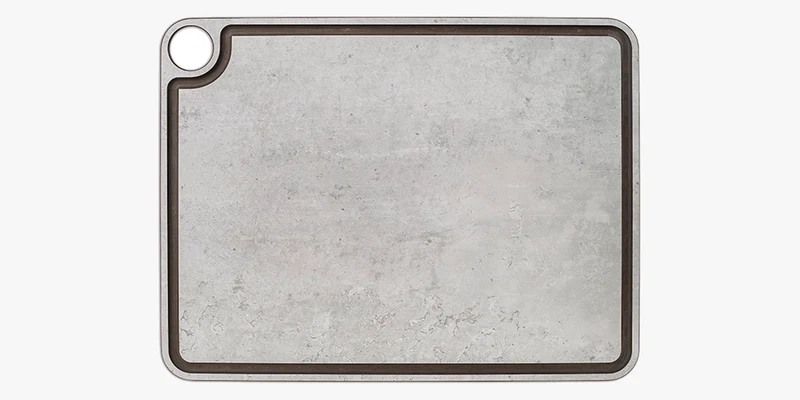 Tabla de corte gris con canal y colgador 427 x 327 mm