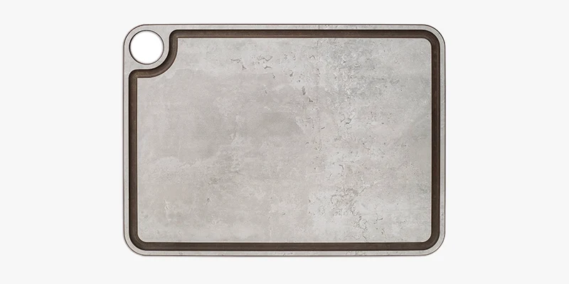 Tabla de corte gris con canal y colgador 377 x 277 mm