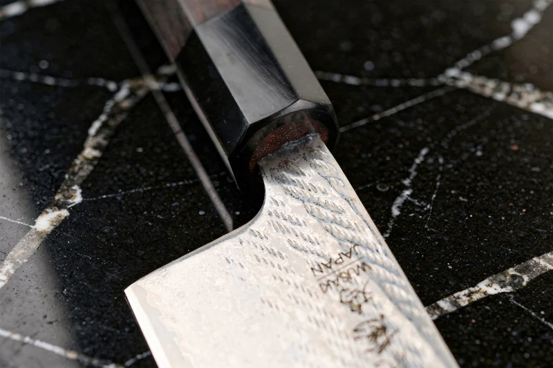 Couteau santoku 16,5cm japonais artisanal Wusaki Kuronawa G3 damas