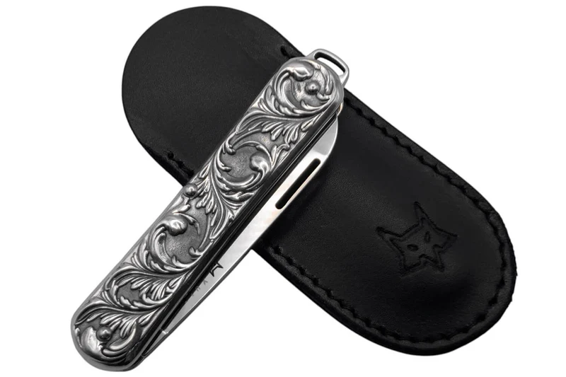Couteau pliant FOX Vulpis VP130 Édition Limitée manche en argent 8cm + étui