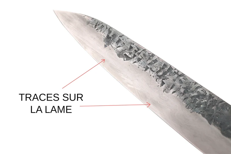 Couteau de chef 21cm japonais artisanal Kisuke Manaka Enn en cognassier avec 2 anneaux SECONDE VIE