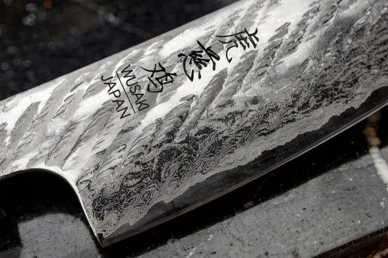 Couteau universel 13,5cm japonais artisanal Wusaki Kuronawa G3 damas