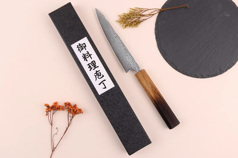 Couteau universel 13,5cm japonais artisanal Wusaki Nawame AUS10 damas