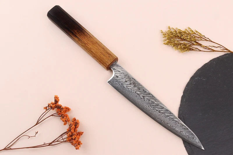 Couteau universel 13,5cm japonais artisanal Wusaki Nawame AUS10 damas