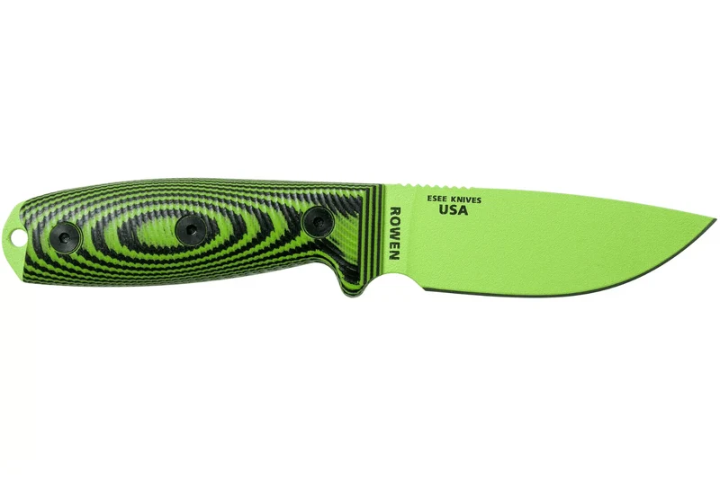 Couteau Esee 3 3PMVG-007 lame acier carbone 8,8cm manche G10 noir et vert venom + étui