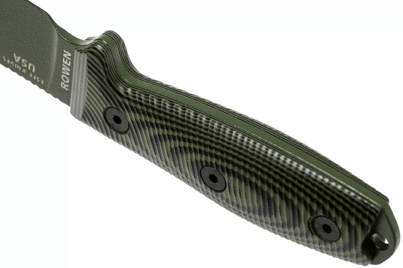 Couteau Esee 3 3PMOD-003 lame acier carbone 8,8cm manche G10 vert et noir + étui