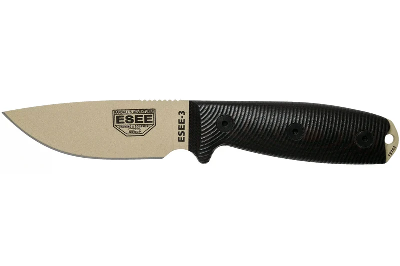 Couteau Esee 3 3PMDT-004 lame acier carbone 8,8cm manche G10 noir et rouge + étui