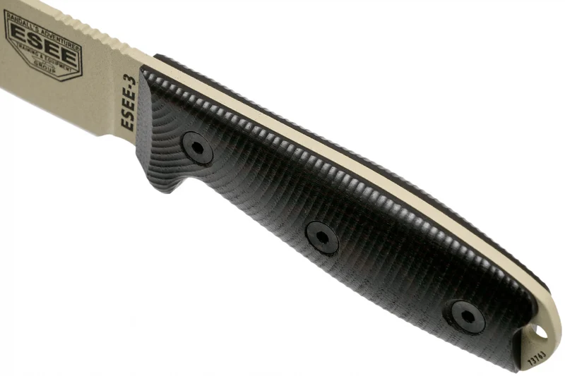 Couteau Esee 3 3PMDT-004 lame acier carbone 8,8cm manche G10 noir et rouge + étui