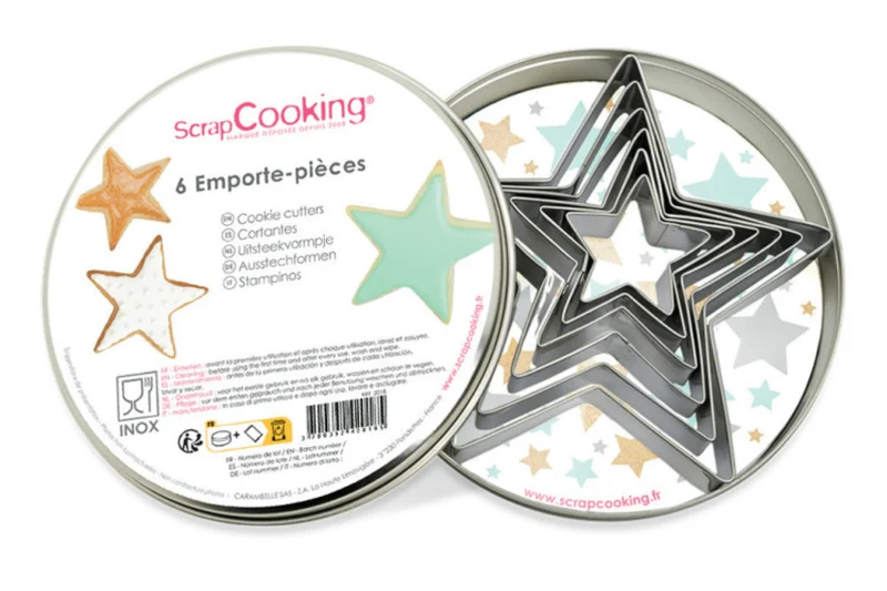 Boîte 6 emporte-pièces Scrapcooking en inox - Étoiles
