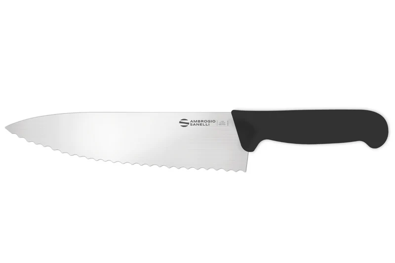 Couteau de chef professionnel Ambrogio Sanelli Supra dentelé noir