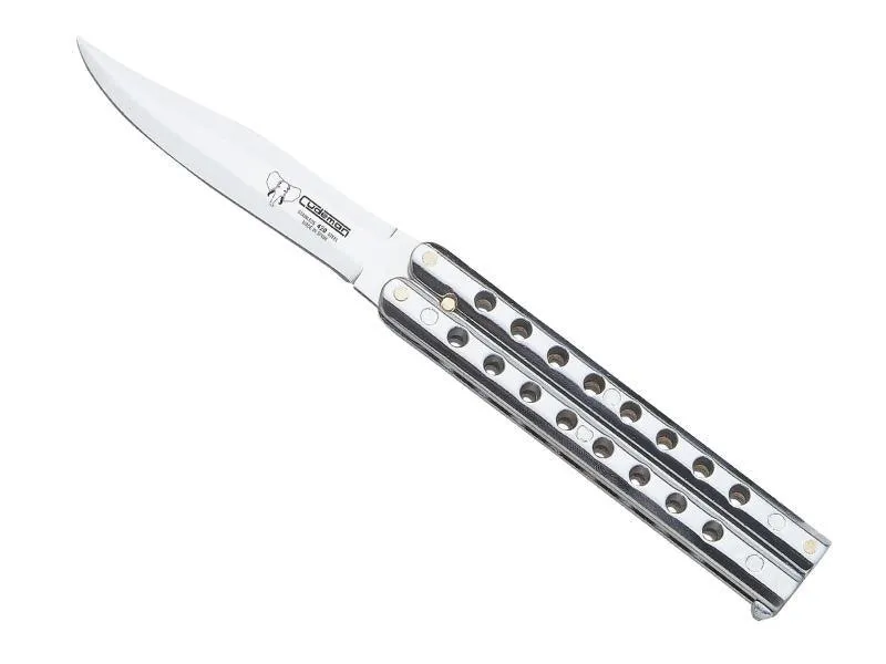 Couteau papillon cudeman a trous chrome