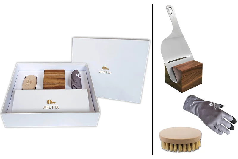 Coffret cadeau Ambrogio Sanelli mandoline à truffe XFETTA avec gant, support et brosse