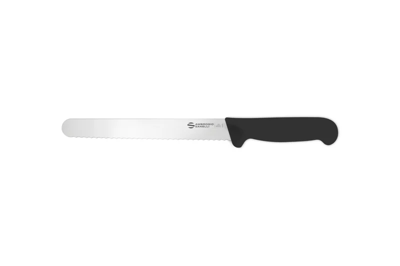 Couteau de boulanger professionnel Ambrogio Sanelli Supra noir lame dentée