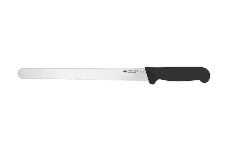 Couteau de boulanger professionnel Ambrogio Sanelli Supra noir lame dentée