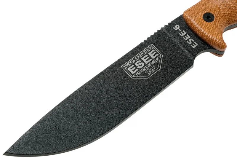 Couteau Esee 6 6PB-011 lame carbone 16,5cm manche G10/micarta marron + étui