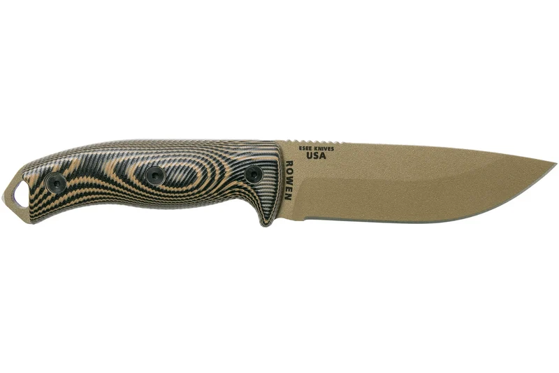 Couteau Esee 5 5PDE-005 lame acier carbone 13,2cm manche G10 coyote/noir + étui