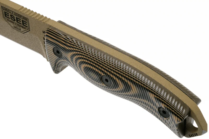 Couteau Esee 5 5PDE-005 lame acier carbone 13,2cm manche G10 coyote/noir + étui