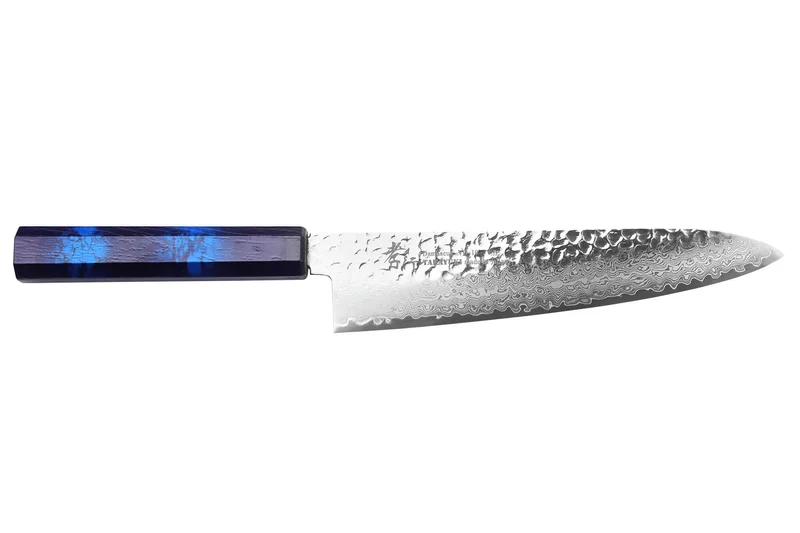 Couteau de chef japonais 21cm Sakai Takayuki Nanairo Blue Damas VG10