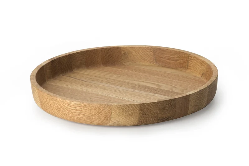 Plateau de service rond Continenta en chêne Ø38x5,4cm