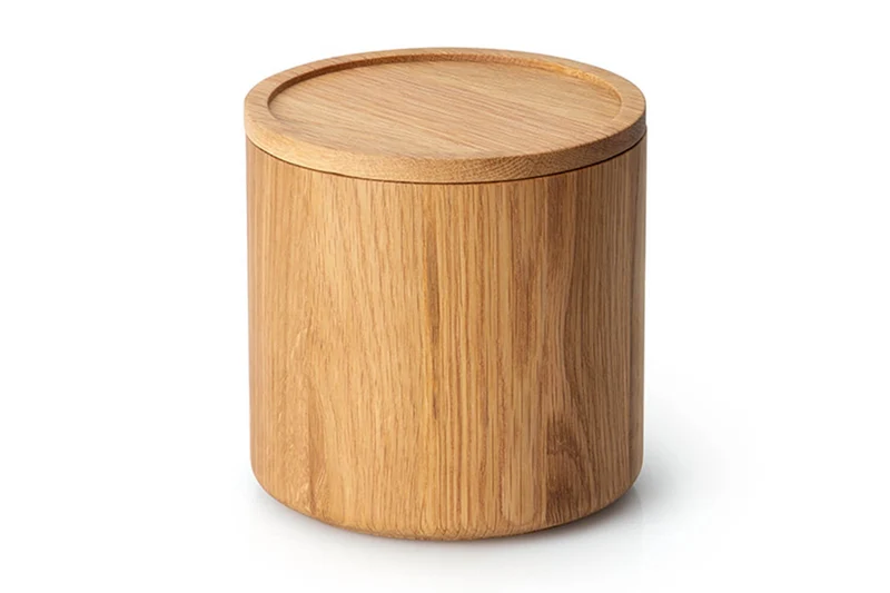 Boîte de conservation ronde Continenta en bois de chêne 13x13cm