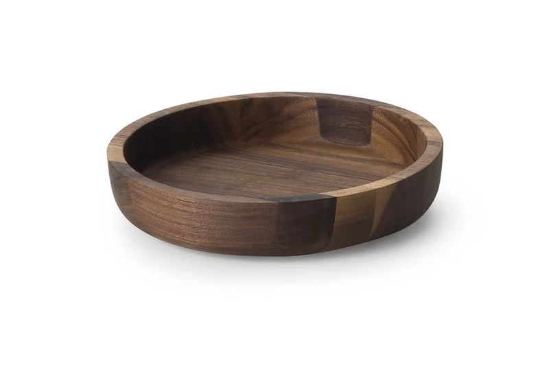 Plateau de service rond Continenta en noyer Ø20x4,3cm