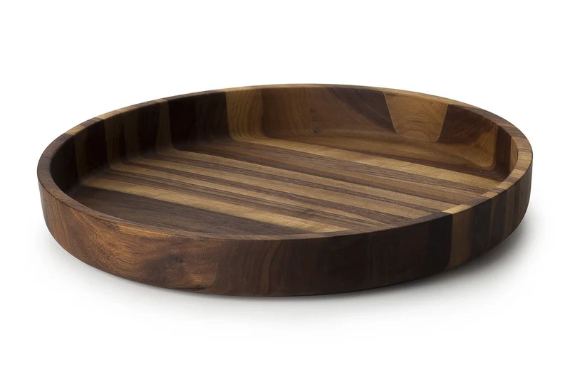 Plateau de service rond Continenta en noyer Ø38x5,4cm
